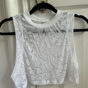 Lululemon All Yours Sheer White Cropped Tank Top. Size 2.